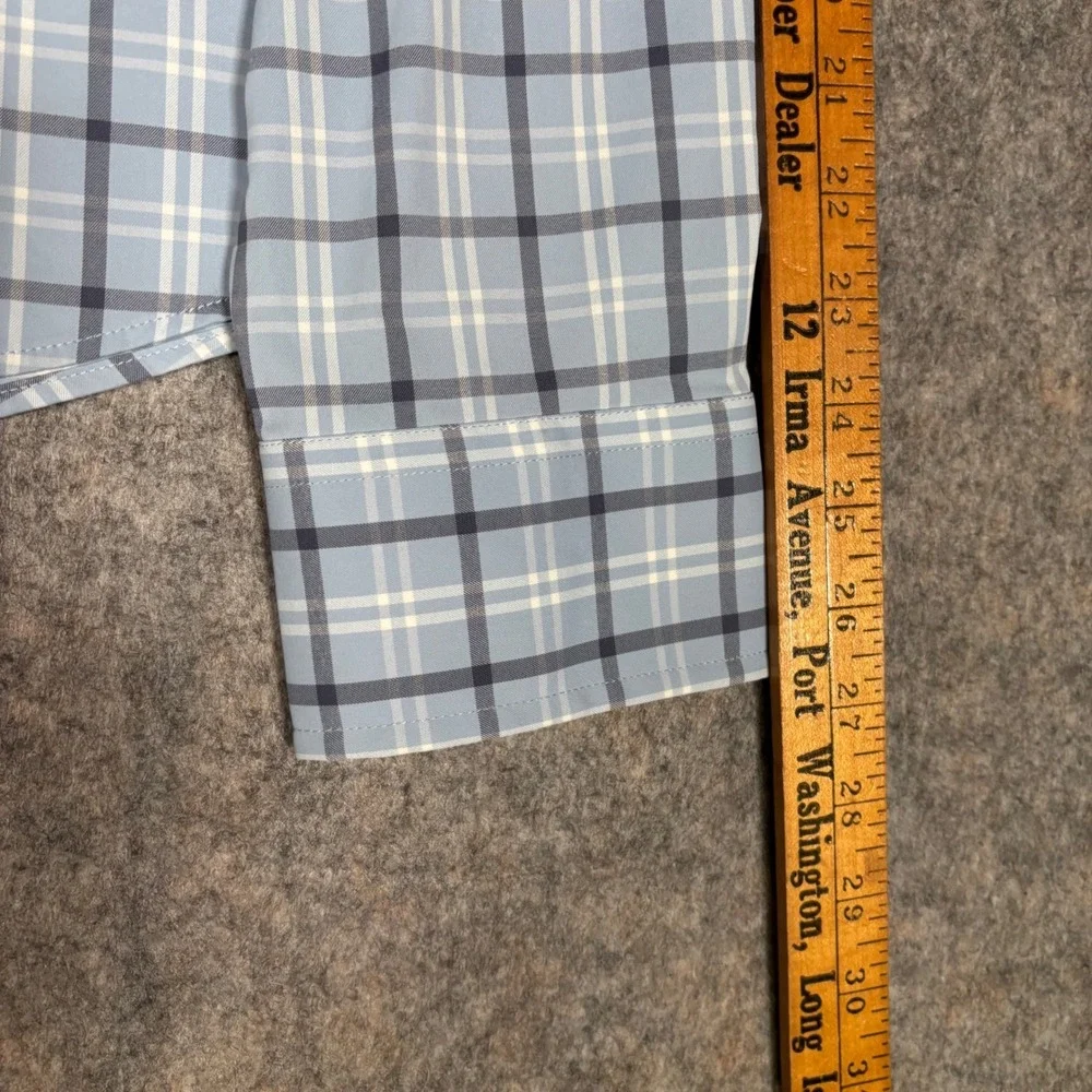 UNTUCKit Torgiano Shirt Men 3XL Blue Plaid Performance Stretch Button Down 40577